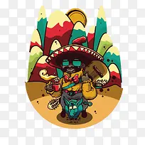 矢量墨西哥流浪音乐家-空若网 矢量墨西哥流浪音乐家-空若网