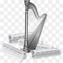 卡通创意竖琴装饰插画-空若网 卡通创意竖琴装饰插画-空若网