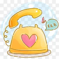 爱心图案的黄色卡通电话-空若网 爱心图案的黄色卡通电话-空若网
