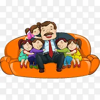 卡通父亲和孩子矢量-空若网 卡通父亲和孩子矢量-空若网