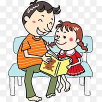 卡通父亲给女儿讲故事矢量-空若网 卡通父亲给女儿讲故事矢量-空若网