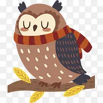 秋天树枝可爱猫头鹰-空若网 秋天树枝可爱猫头鹰-空若网