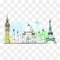 手绘巴黎建筑-空若网 手绘巴黎建筑-空若网