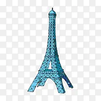 手绘蓝色埃菲尔铁塔-空若网 手绘蓝色埃菲尔铁塔-空若网