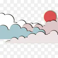 创意云朵立体剪纸插画-空若网 创意云朵立体剪纸插画-空若网