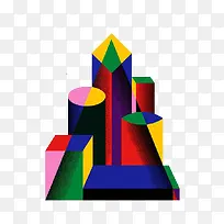 彩色几何体拼接-空若网 彩色几何体拼接-空若网