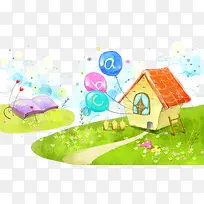 卡通手绘创意插画背景-空若网 卡通手绘创意插画背景-空若网