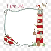 卡通手绘海洋游泳圈产品边框-空若网 卡通手绘海洋游泳圈产品边框-空若网