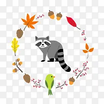 卡通可爱边框动物浣熊-空若网 卡通可爱边框动物浣熊-空若网