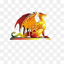 卡通手绘金色龙素材-空若网 卡通手绘金色龙素材-空若网