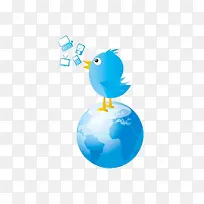 卡通手绘卡通小鸟与地球-空若网 卡通手绘卡通小鸟与地球-空若网