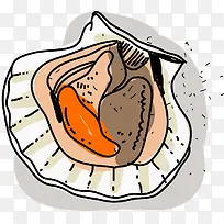 新鲜肉质矢量卡通扇贝-空若网 新鲜肉质矢量卡通扇贝-空若网