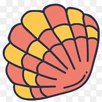 红黄色矢量卡通扇贝-空若网 红黄色矢量卡通扇贝-空若网