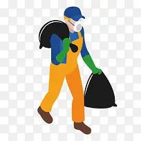 彩色扁平化垃圾运输元素-空若网 彩色扁平化垃圾运输元素-空若网