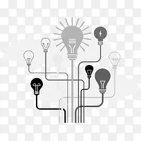 手绘扁平化电路灯泡-空若网 手绘扁平化电路灯泡-空若网