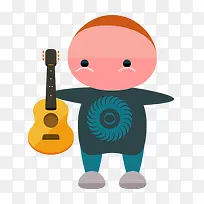 卡通手绘拿着吉他的男孩-空若网 卡通手绘拿着吉他的男孩-空若网