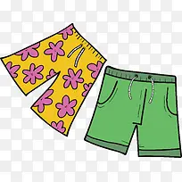 彩色花纹短裤旅游出行元素图标矢-空若网 彩色花纹短裤旅游出行元素图标矢-空若网