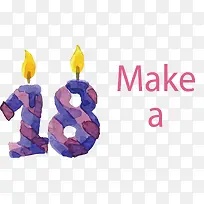 水彩18数字生日蜡烛-空若网 水彩18数字生日蜡烛-空若网
