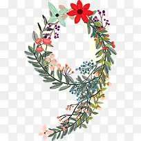 花朵数字9-空若网 花朵数字9-空若网