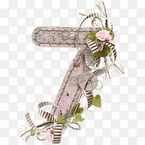 花卉装饰数字7-空若网 花卉装饰数字7-空若网