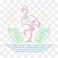 夏季沙滩火烈鸟标签设计-空若网 夏季沙滩火烈鸟标签设计-空若网