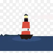 扁平化海边发光灯塔-空若网 扁平化海边发光灯塔-空若网