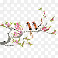 桃花枝上的小鸟-空若网 桃花枝上的小鸟-空若网