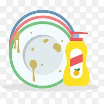 矢量吃完的脏餐具盘子-空若网 矢量吃完的脏餐具盘子-空若网