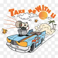 矢量创意动画汽车图案-空若网 矢量创意动画汽车图案-空若网