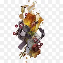 实物枯树叶栗子装饰-空若网 实物枯树叶栗子装饰-空若网