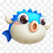 蓝色可爱卡通胖头鱼-空若网 蓝色可爱卡通胖头鱼-空若网