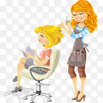 手绘理发美女-空若网 手绘理发美女-空若网