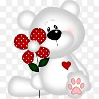 卡通红花小白熊-空若网 卡通红花小白熊-空若网