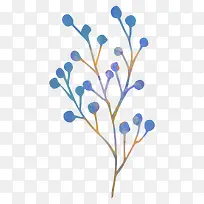 手绘蓝色小点花枝-空若网 手绘蓝色小点花枝-空若网