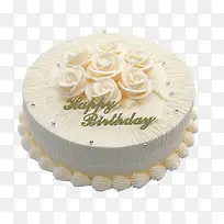 白色简单玫瑰花装饰蛋糕-空若网 白色简单玫瑰花装饰蛋糕-空若网