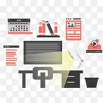 矢量电脑桌-空若网 矢量电脑桌-空若网