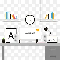 灰色电脑桌办公环境-空若网 灰色电脑桌办公环境-空若网
