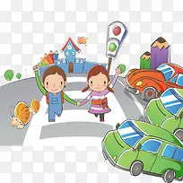 中小学生安全教育日小学生过马路-空若网 中小学生安全教育日小学生过马路-空若网