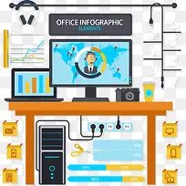 矢量手绘扁平电脑桌-空若网 矢量手绘扁平电脑桌-空若网