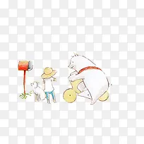 卡通手绘小熊与孩童-空若网 卡通手绘小熊与孩童-空若网