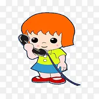 小女孩听电话-空若网 小女孩听电话-空若网