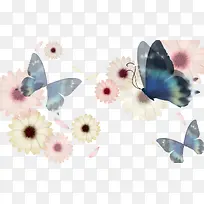 手绘蝴蝶花朵水彩画-空若网 手绘蝴蝶花朵水彩画-空若网