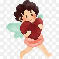 抱着爱心的可爱天使-空若网 抱着爱心的可爱天使-空若网