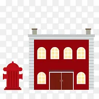 卡通扁平化消防指挥中心建筑物-空若网 卡通扁平化消防指挥中心建筑物-空若网