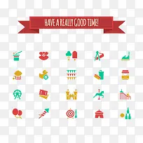 彩色游乐场元素图标矢量素材-空若网 彩色游乐场元素图标矢量素材-空若网