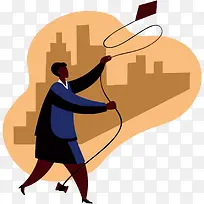 矢量放风筝的人-空若网 矢量放风筝的人-空若网