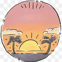 创意卡通海边落日装饰图案-空若网 创意卡通海边落日装饰图案-空若网