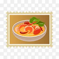 咖啡色碗装海鲜食物邮票-空若网 咖啡色碗装海鲜食物邮票-空若网