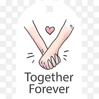 手绘手拉手情人节标签-空若网 手绘手拉手情人节标签-空若网
