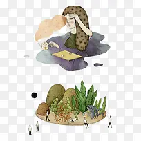 创意插画-女子-空若网 创意插画-女子-空若网